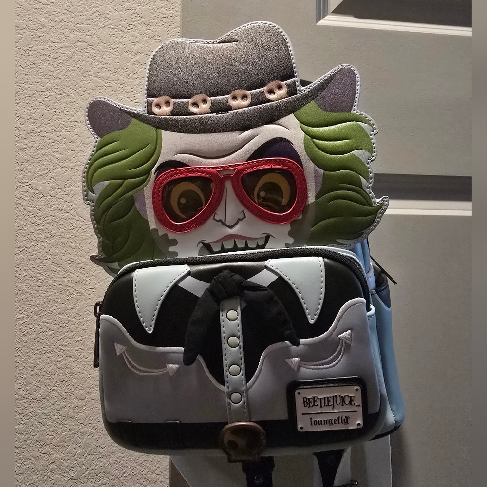 Loungefly Beetlejuice Backpack with Black and Green Details